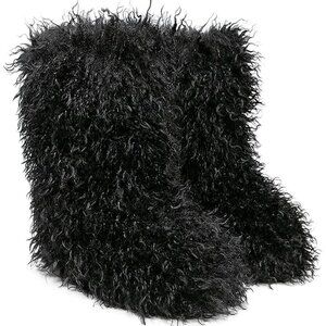 ✨ Valpeak Furry Boots Women Black Faux Fur Mongolian Winter Fluffy Fuzzy Boots
